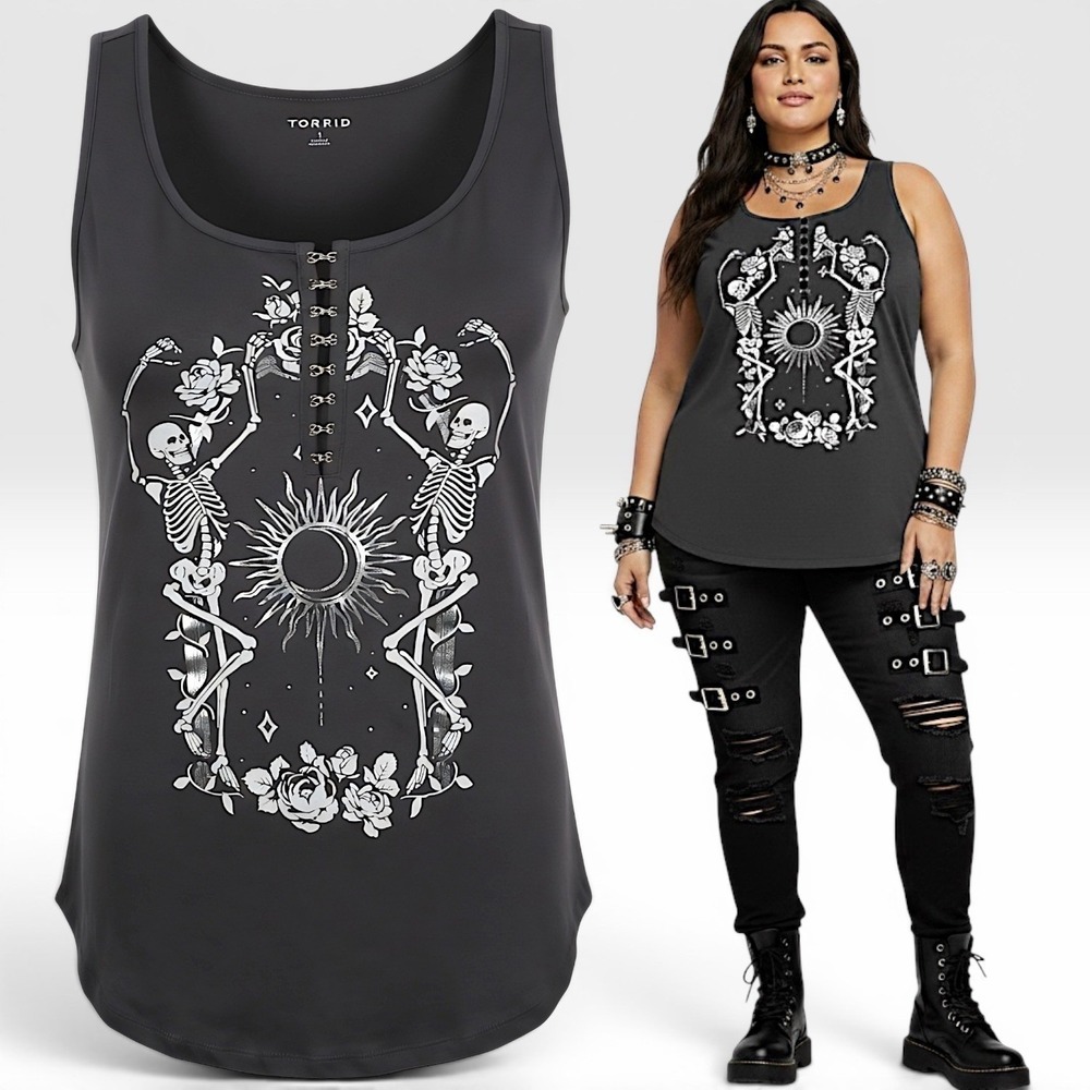 TORRID Skeleton Celestial Heritage Jersey Hook & Eye Tank NWT Size. 4X